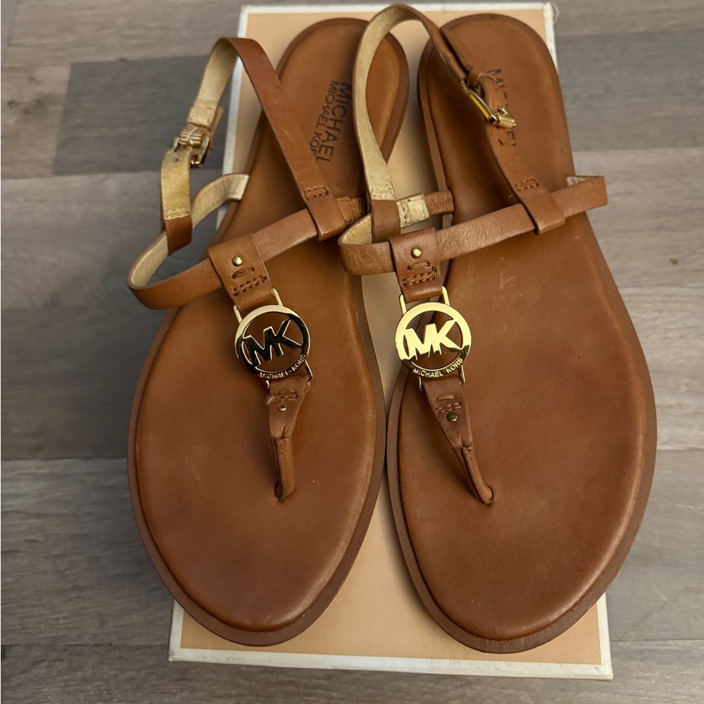 Michael Kors Tan T-Strap Sandals